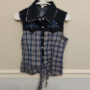 Preciosa girl's multi-color check sleeveless top nwot